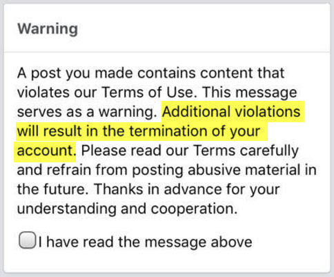 אזהרה מפייסבוק